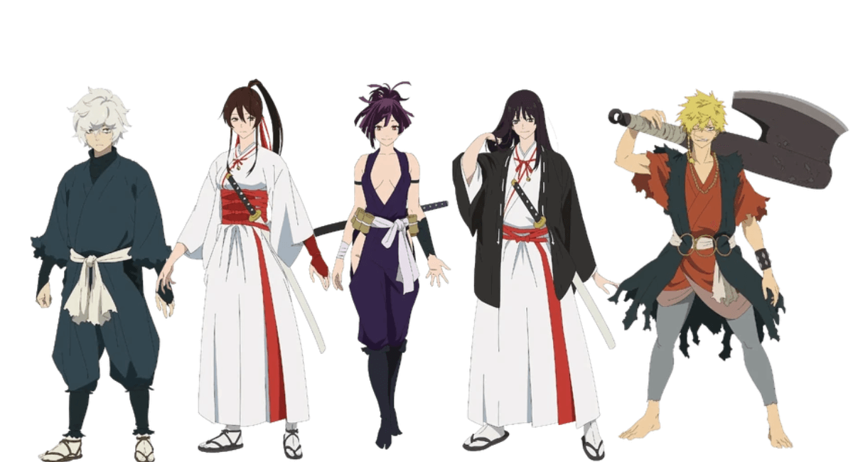 Gabimaru, Sagiri e os personagens de Hell's Paradise: Jigokuraku