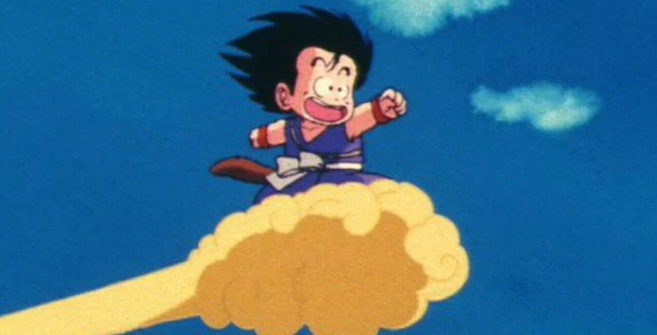 Goku voando na Nuvem Voadora