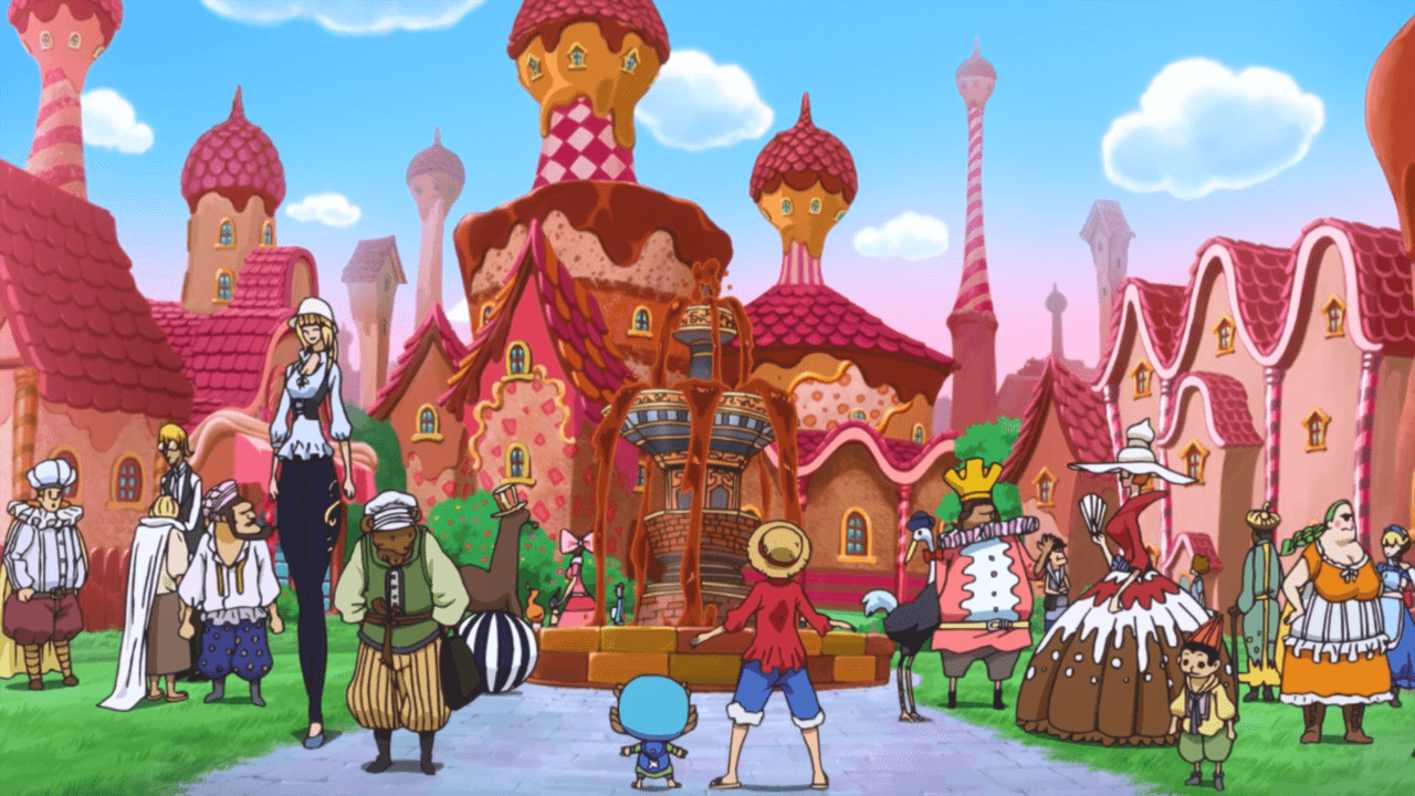 Luffy em uma cidade feita de doces - whole cake