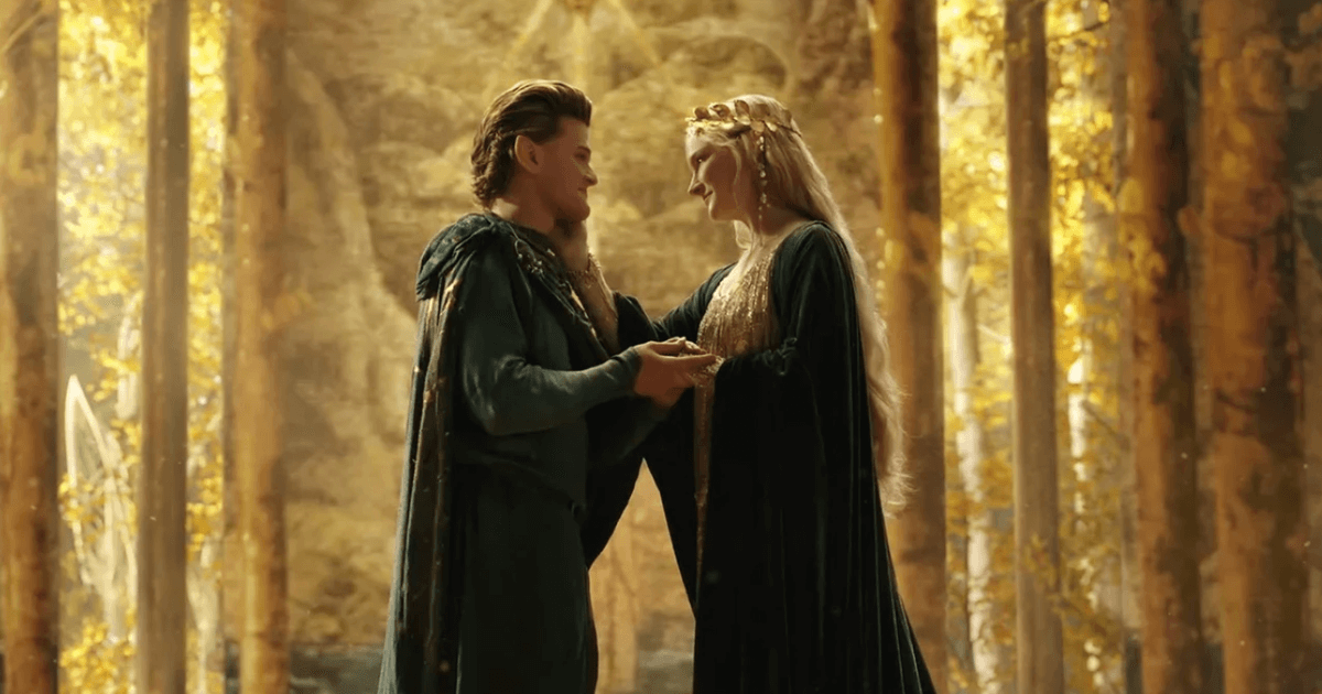 Elrond e Galadriel em Os Anéis do Poder